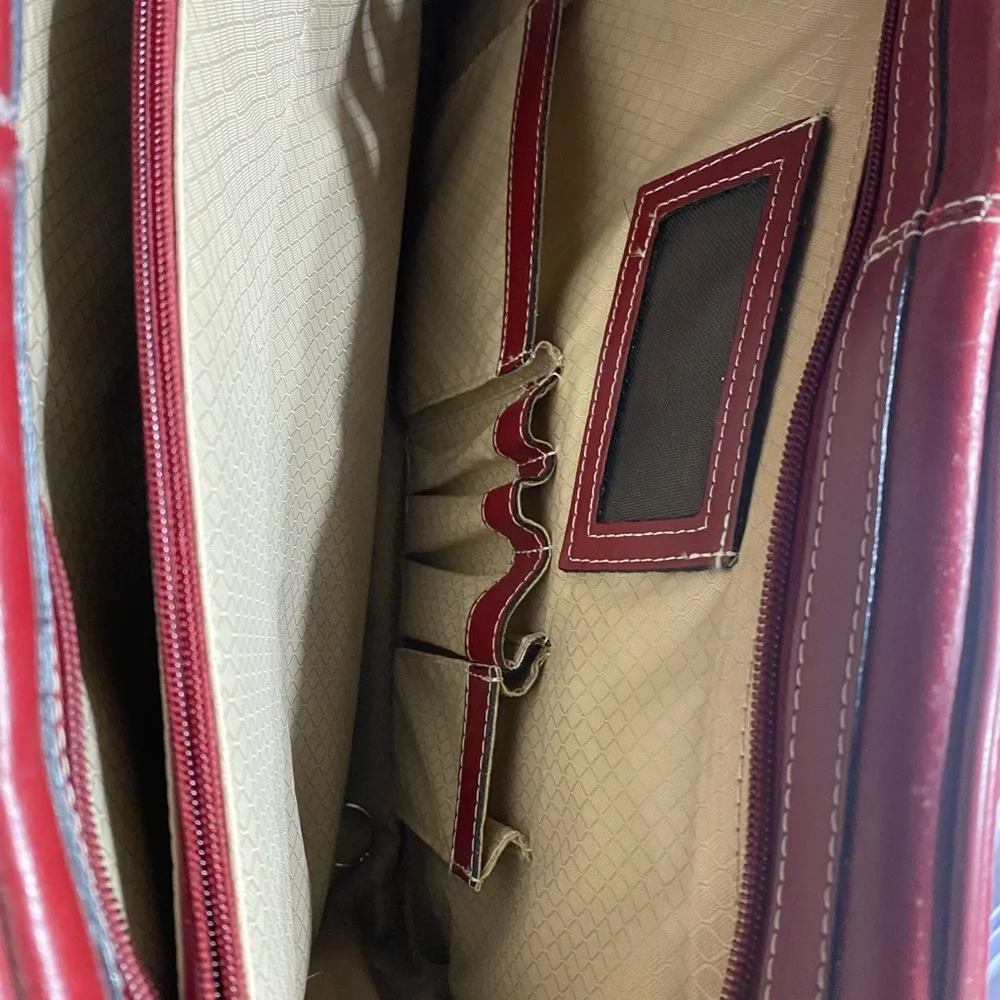 McKlein Briefcase laptop Computer Burgundy Leather Bag unisex